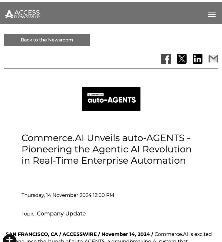 Commerce.AI unveils auto-AGENTS